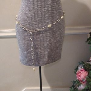 Like New Vintage Silver Chain and Faux Pearl Belt